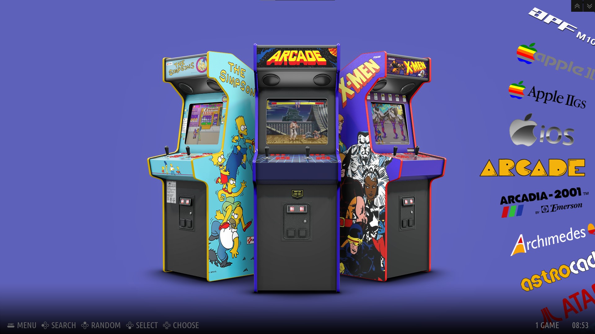 Ckau-Book theme running in RetroBat, showing the retro game library